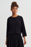 Black Beaded Detail Jersey Cardigan-Y265015058