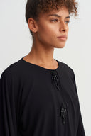 Black Beaded Detail Jersey Cardigan-Y265015058