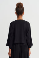 Black Beaded Detail Jersey Cardigan-Y265015058