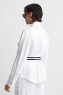Off White Belted Shirt Jacket-Y265015076