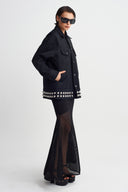 Black Studded Suede-Texture Jacket-Y265015077