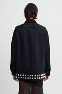 Black Studded Suede-Texture Jacket-Y265015077
