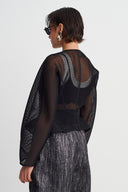 Black Fitted Mesh Zip Jacket-Y265015078