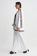Off White Kimono with Embellished Edges-Y265015079
