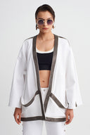 Off White Kimono with Embellished Edges-Y265015079