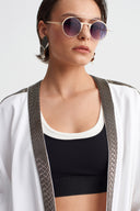 Off White Kimono with Embellished Edges-Y265015079
