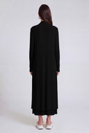 Black Long Jersey Pleated Cardigan-Y265015082