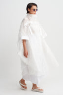 Off White Textured Organza Jacket-Y265015098