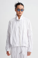 Off White Crinkled Poplin Jacket-Y265015099