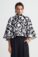 Black/White Sequin Embellished Cropped Jacket-Y265015100