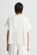 Off White Pleated Embellished Jacket-Y265015104