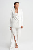 Off White Shawl Collar Blazer-Y265015105