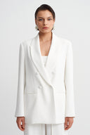 Off White Shawl Collar Blazer-Y265015105