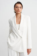 Off White Shawl Collar Blazer-Y265015105