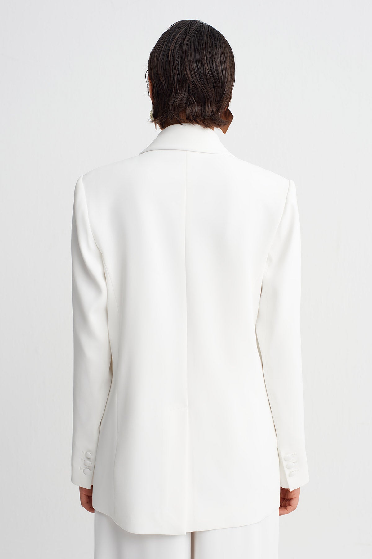 Off White Shawl Collar Blazer-Y265015105
