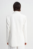 Off White Shawl Collar Blazer-Y265015105