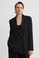 Black Shawl Collar Blazer-Y265015105