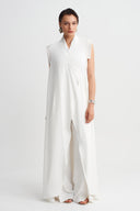 Off White Side Tie Long Vest-Y265015106