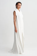 Off White Side Tie Long Vest-Y265015106