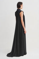 Black Side Tie Long Vest-Y265015106