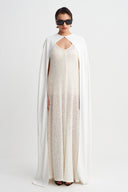 Off White Long Cape-Y265015107