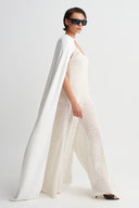 Off White Long Cape-Y265015107