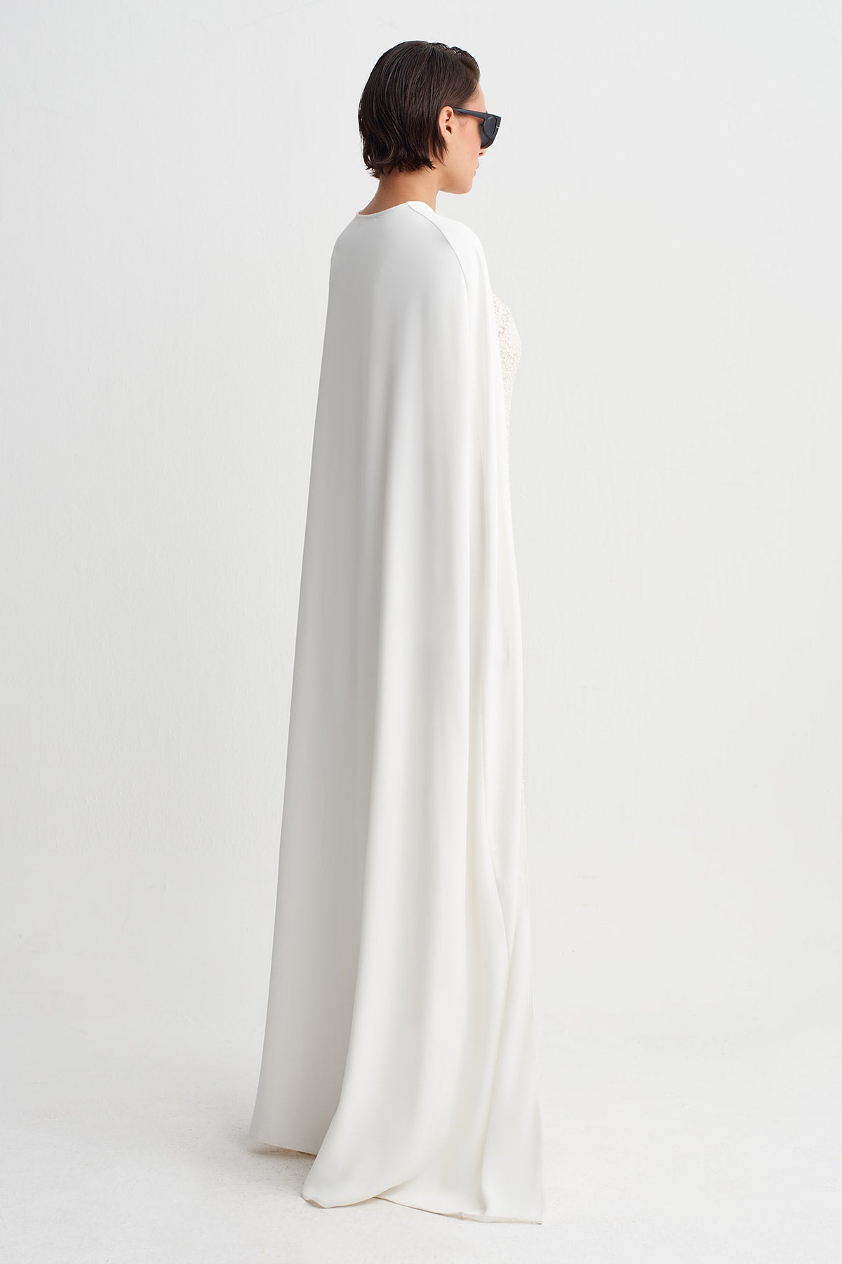 Off White Long Cape-Y265015107