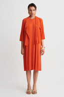 Pomegranade Shawl Collar Jersey Pleated Cardigan-Y265015111