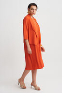 Pomegranade Shawl Collar Jersey Pleated Cardigan-Y265015111