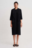 Black Shawl Collar Jersey Pleated Cardigan-Y265015111