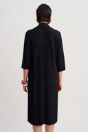 Black Shawl Collar Jersey Pleated Cardigan-Y265015111