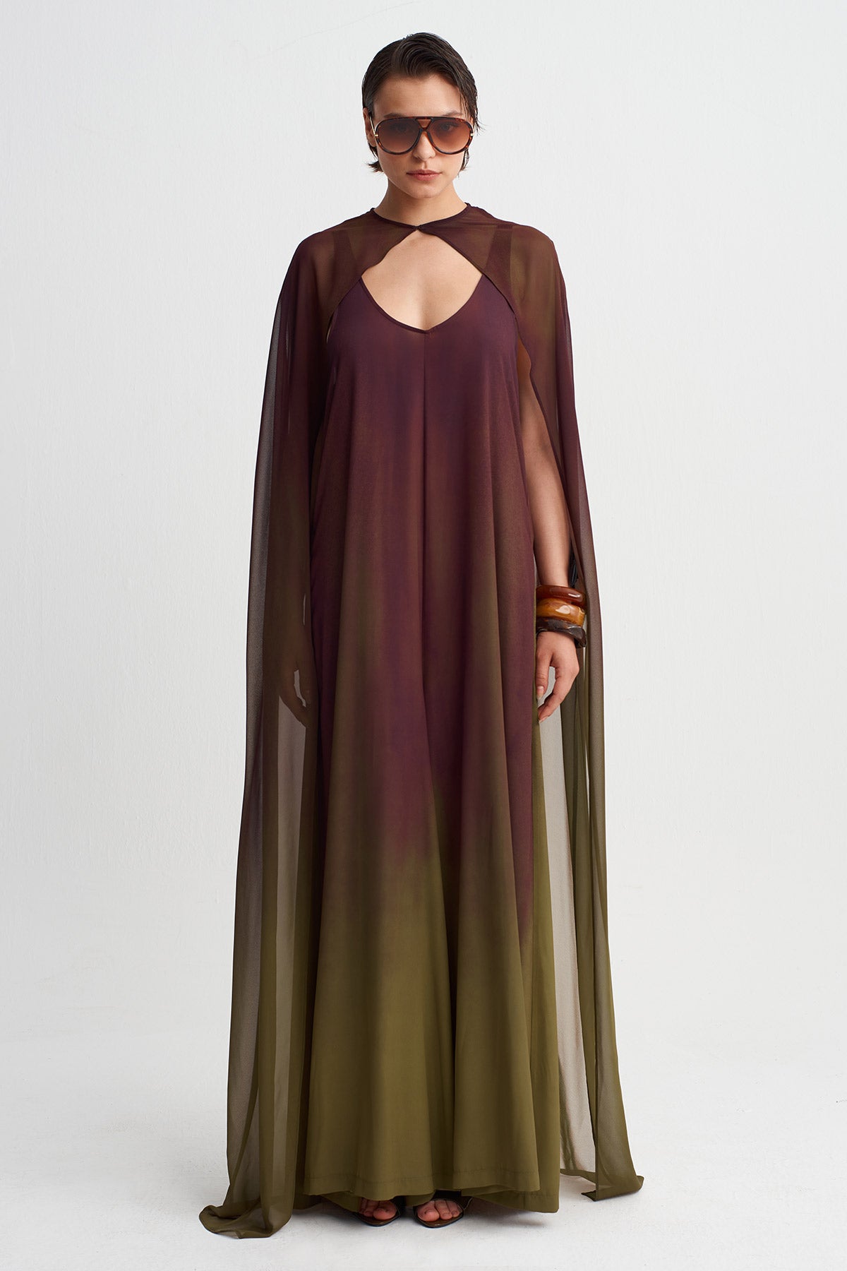 Gradient Long Cape-Y265015114