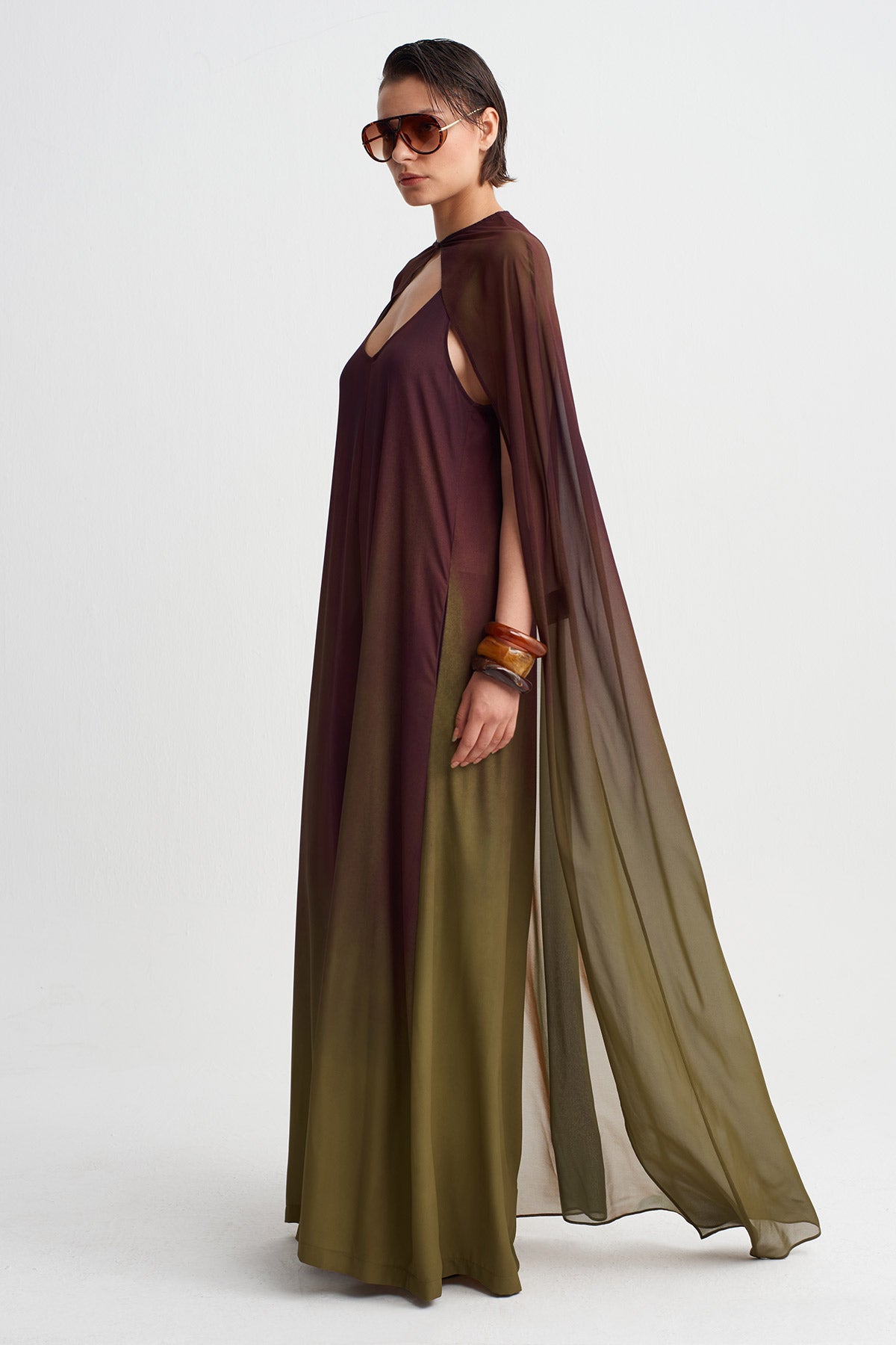 Gradient Long Cape-Y265015114
