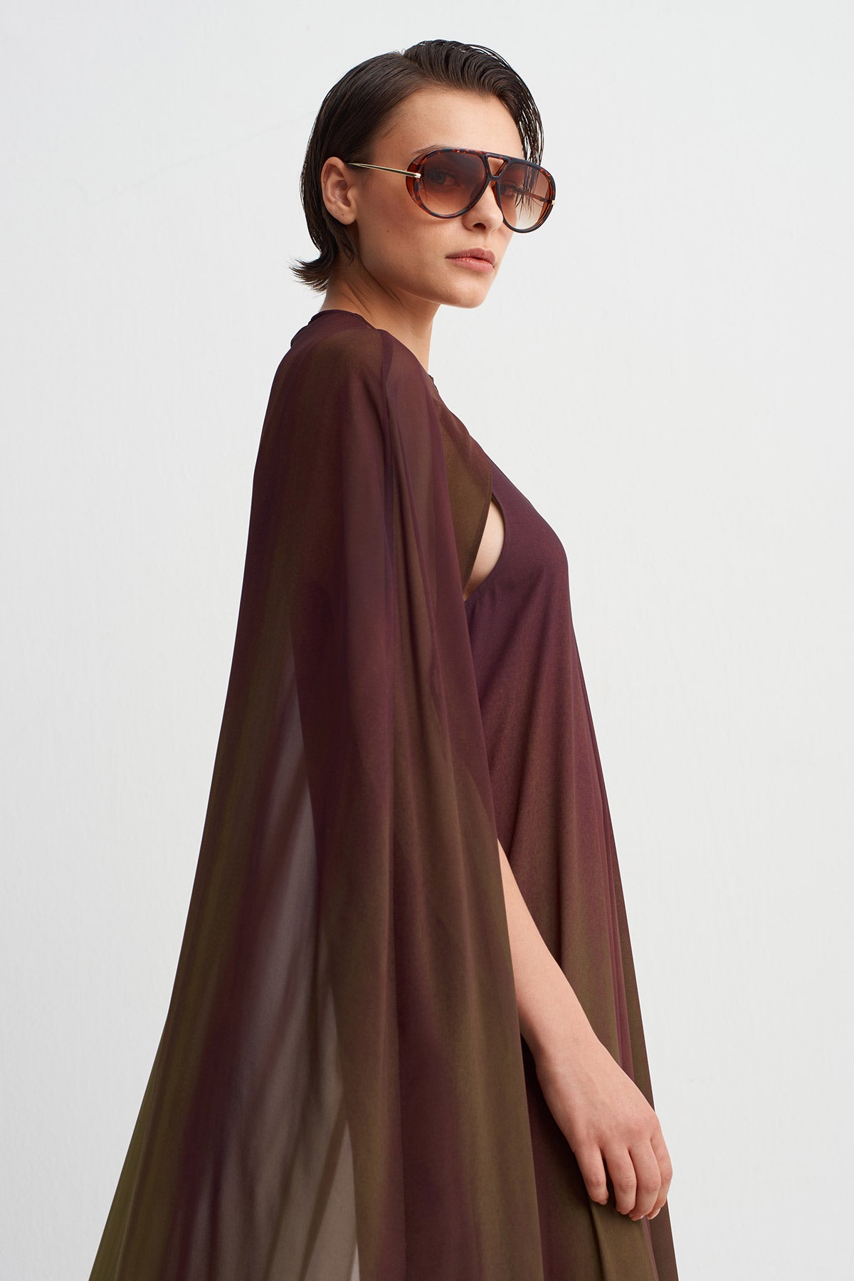 Gradient Long Cape-Y265015114