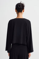 Black Jersey Jacket with Hidden Snap Closure-Y265015118