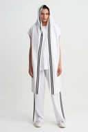 Off White Striped Edge Shawl-Y266016015