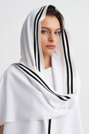Off White Striped Edge Shawl-Y266016015