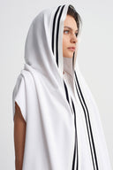 Off White Striped Edge Shawl-Y266016015