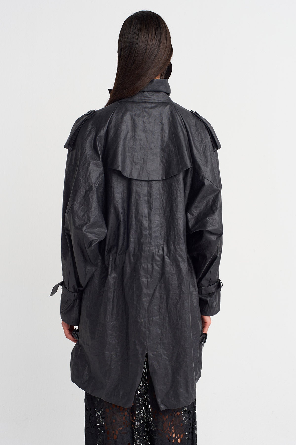 Black Technical Oversize Drawstring Jacket-Y267017002