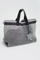 Silver Crochet Oversized Tote Bag-Y268018021