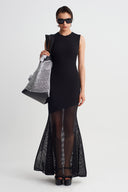 Silver Crochet Oversized Tote Bag-Y268018021
