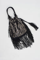 Black Embellished Fringe Handbag-Y268018028
