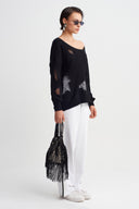 Black Embellished Fringe Handbag-Y268018028