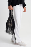 Black Embellished Fringe Handbag-Y268018028