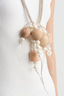 Nature Handcrafted Necklace with Wooden and Pearl Details-Y269019021