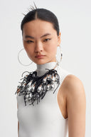 Silver Statement Necklace with Metallic Drop Details-Y269019030