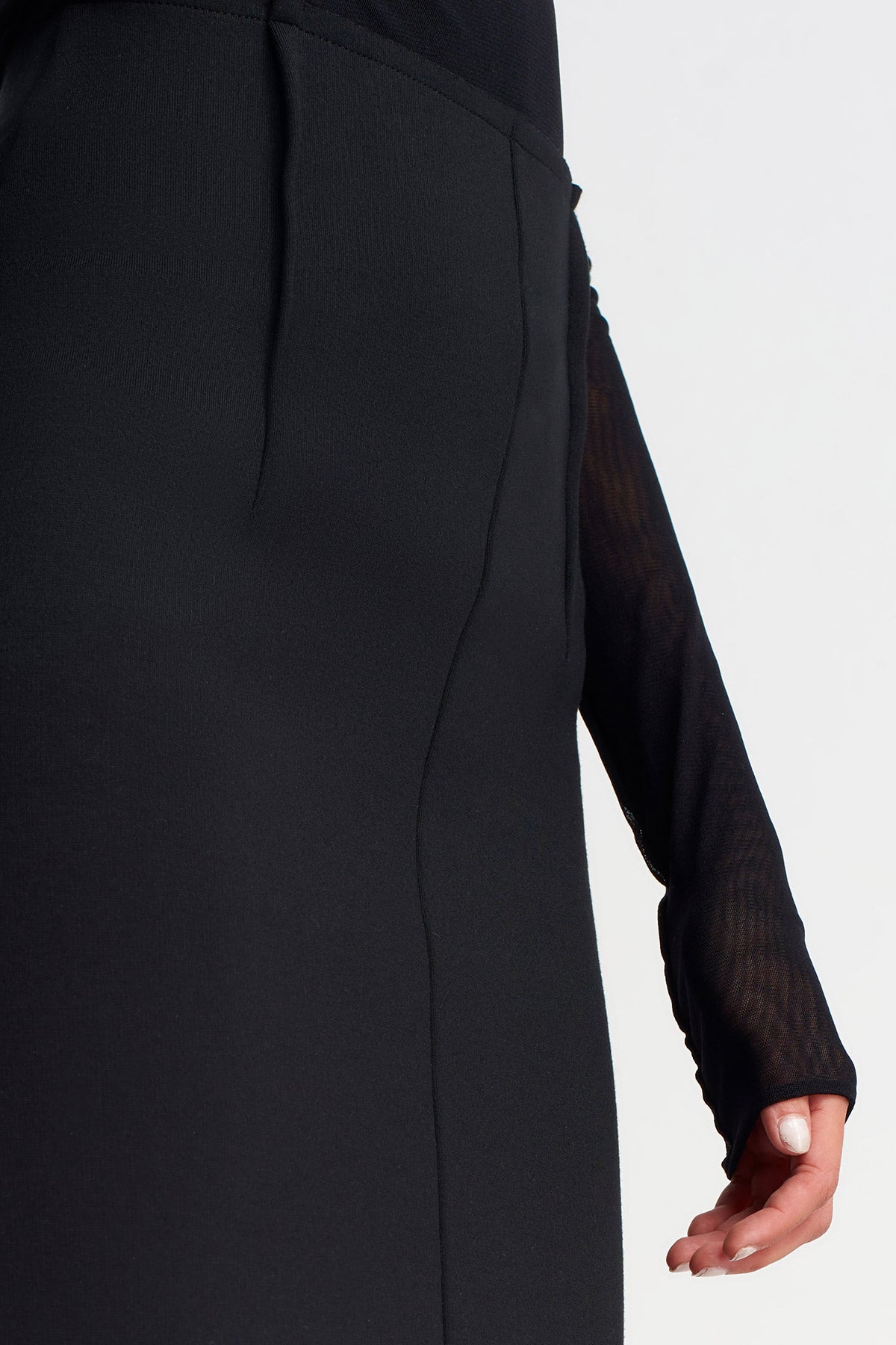 Black/White Scuba Fabric Mermaid Skirt-Y262012007