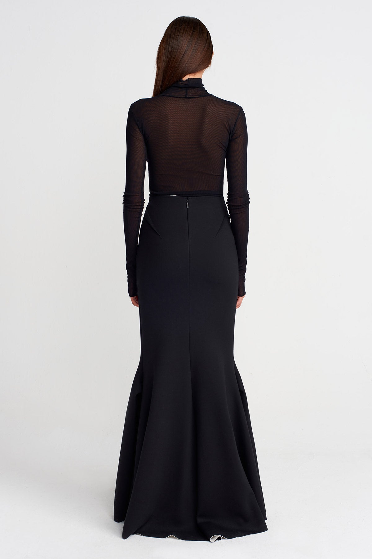 Black/White Scuba Fabric Mermaid Skirt-Y262012007