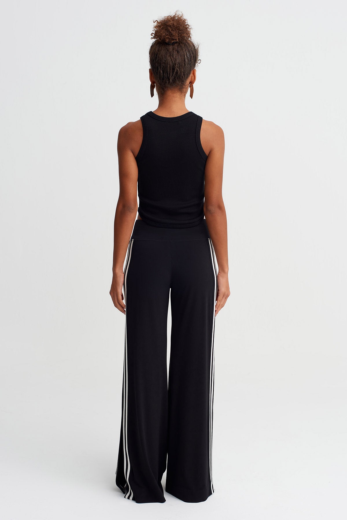 Black Striped Jersey Trousers-Y263013002