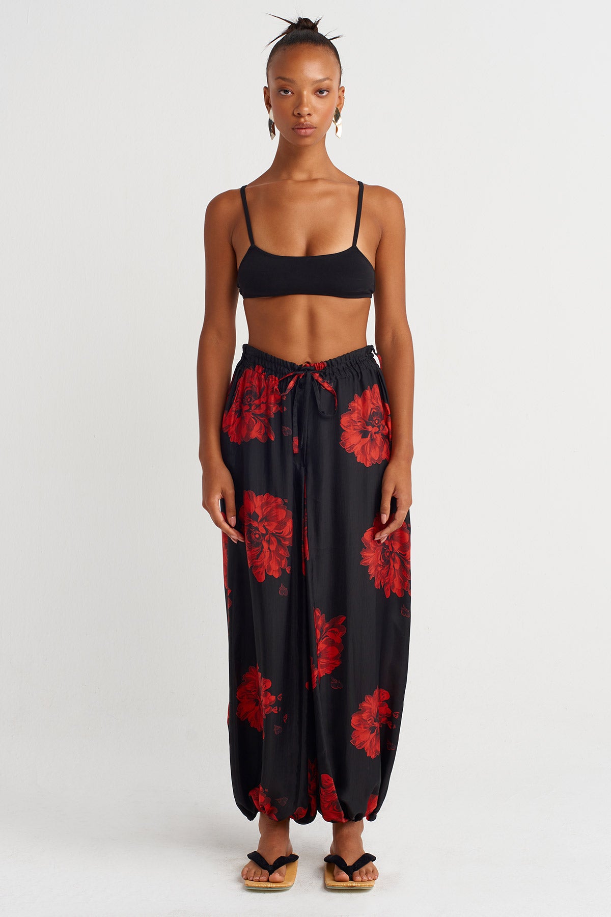 Floral Printed Harem Pants-Y263013014